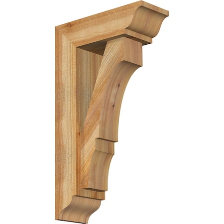 Ekena Millwork Balboa Traditional Rough Sawn Bracket w/ Offset Brace, Western Red Cedar, 6"W x 16"D x 28"H BKT0604X16X28BOA01RWR